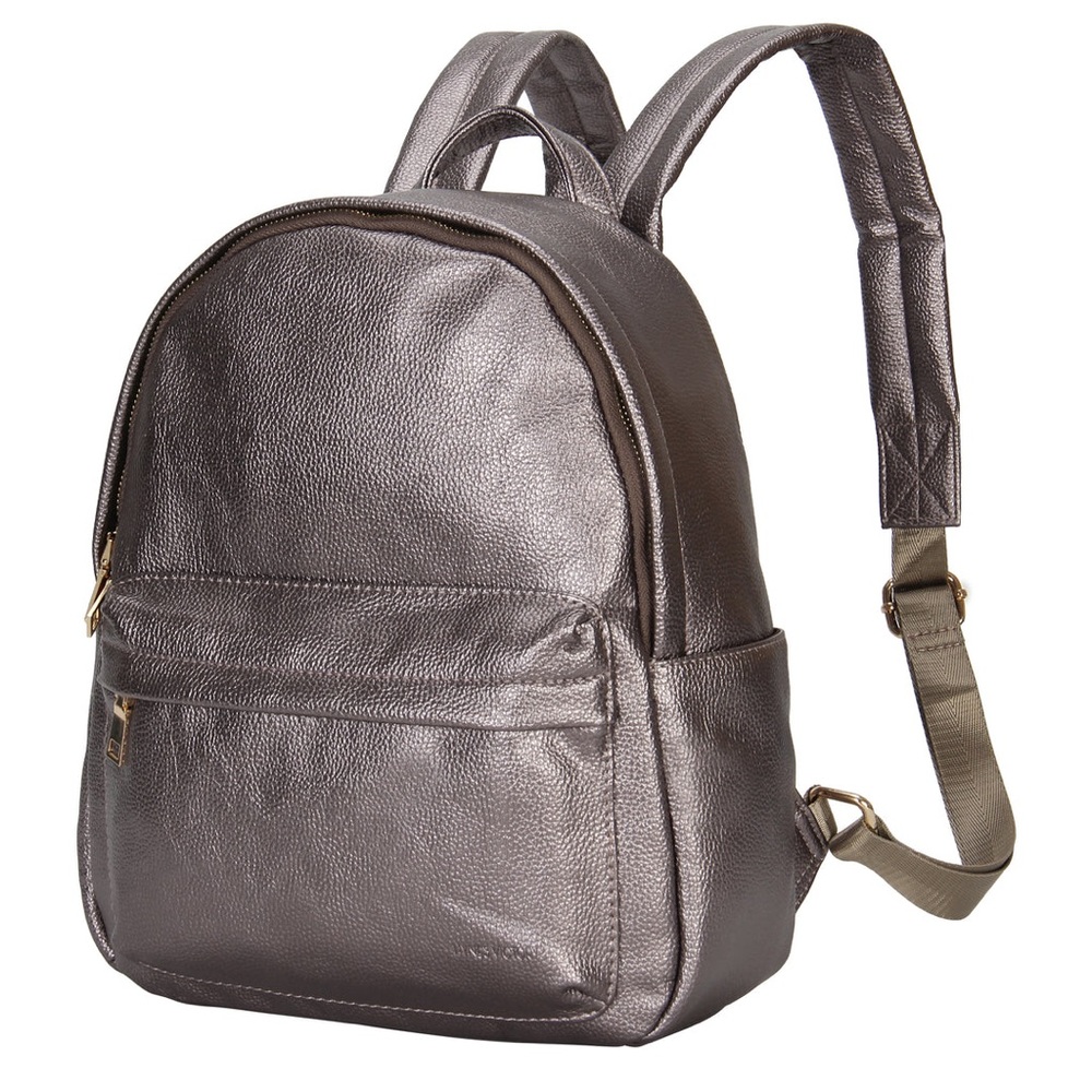 Hynes Victory Vegan Leather metallic silver pewter womens Mini medium Backpack